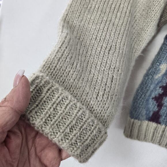 VTG Russ Mohair Wool Blend Cardigan Sweater L Gray Purple Cabincore Grandmacore - Picture 8 of 15